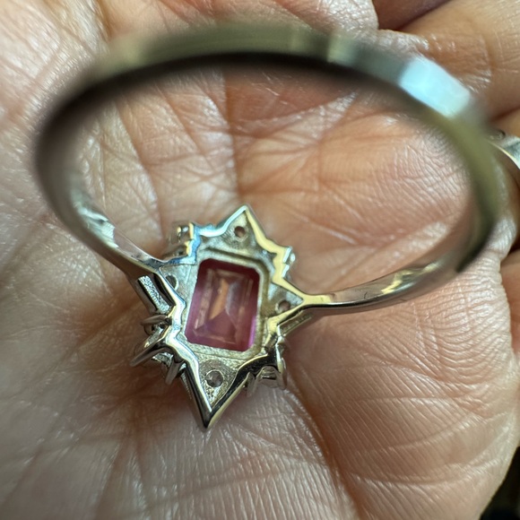 Natural Rhodolite Garner Ring with White Topaz accents 925 Sterling Silver NWOT - Picture 6 of 7